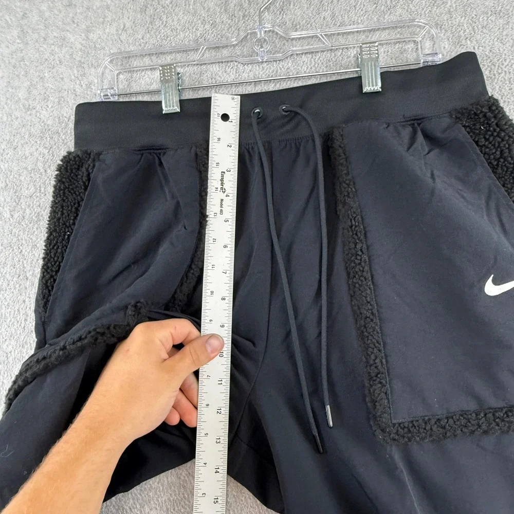 Nike Women's Sportswear Essential Woven High-Rise  Large L Pants Black  Faux Fur